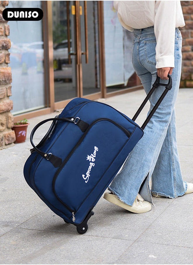 2 in 1 Suitcase for Men and Women, Large Capacity Hand Luggage Bag with Adjustable Pull Rod Portable Trolley Luggage Bag Travel Duffel Bag Multi-pocket Trolley Carry on Bag for Business Travel