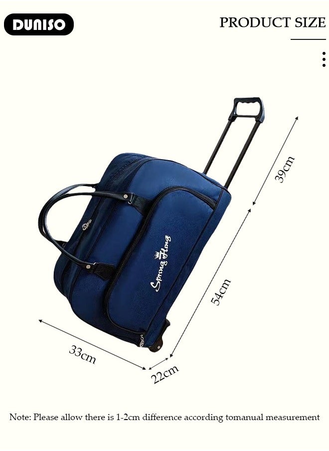 2 in 1 Suitcase for Men and Women, Large Capacity Hand Luggage Bag with Adjustable Pull Rod Portable Trolley Luggage Bag Travel Duffel Bag Multi-pocket Trolley Carry on Bag for Business Travel