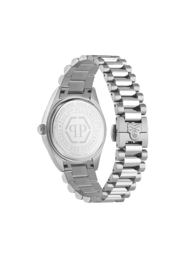 DATE SUPERLATIVE GENT Philipp Plein Men's Watch, Emerald Green Honeycomb Dial, Fluted Bezel, Stainless Steel Bracelet, 42mm Case, 3-Hand Quartz, 50m Water Resistance