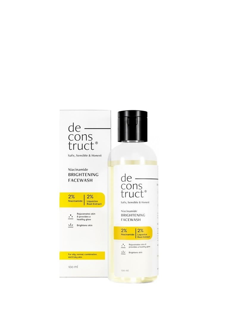 Deconstruct Niacinamide Brightening Facewash | 2% Niacinamide + 2% Liquorice Root Extract | Cleanses, Brightens | Face Wash for Tan Removal, Clear and Bright Skin & Glowing Skin | 100 ml