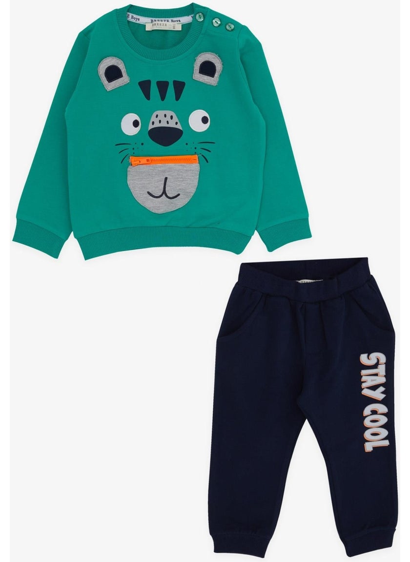 Boy's Tracksuit Set with Koala Embroidery, Age 1-4, Green