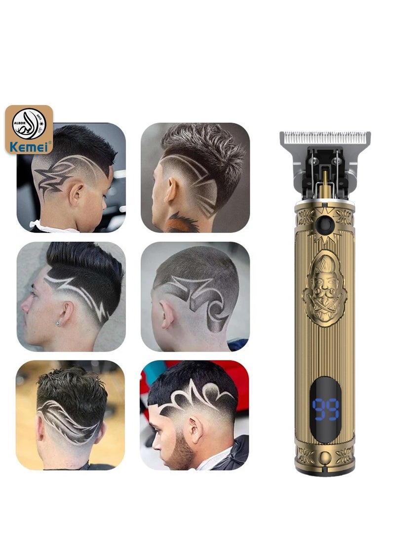 Rechargeable Hair and Beard Clipp With a digital screener  for Men (Saudi Version) Gold Color  KM-700H