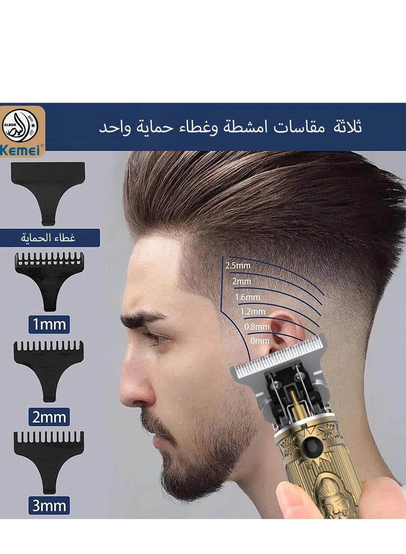 Rechargeable Hair and Beard Clipp With a digital screener  for Men (Saudi Version) Gold Color  KM-700H