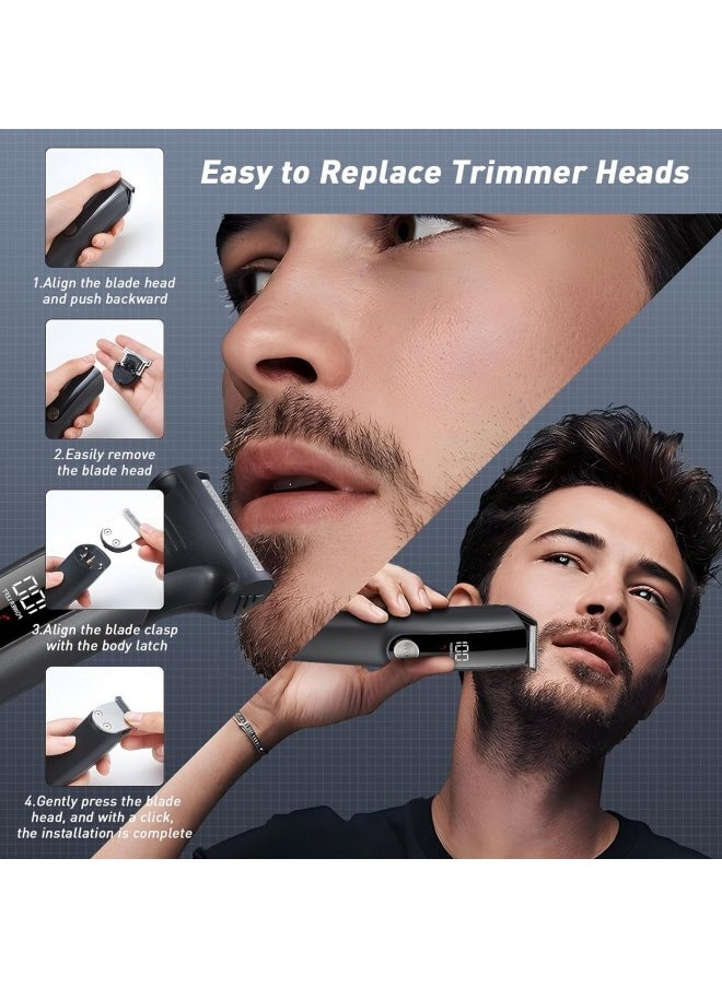 Premium Trimmer for Men, 5-In-1 Shaving Machine with Nose Hair Trimmer, 90 Mins Runtime, Type-C Charging, Mens Cordless Style Kit