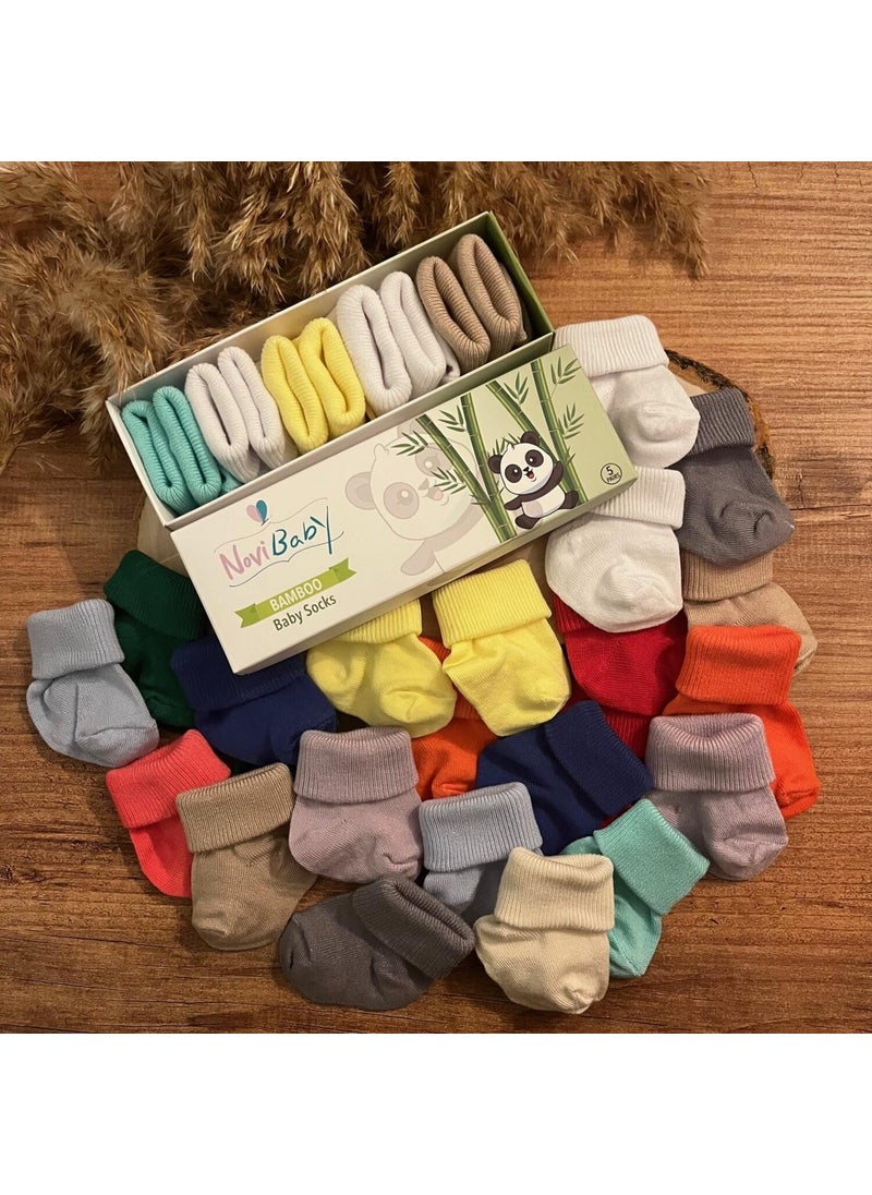 5-Piece Bamboo Newborn Baby Socks I Rainy I 0-6 Months