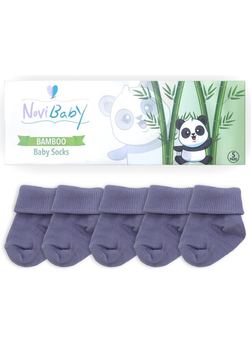 5-Piece Bamboo Newborn Baby Socks I Cloud I 0-6 Months