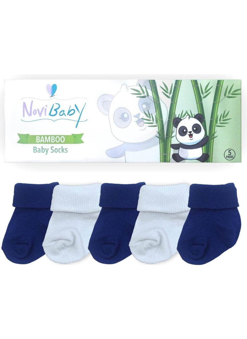 5-Piece Bamboo Newborn Baby Socks I Brave Size I 0-6 Months