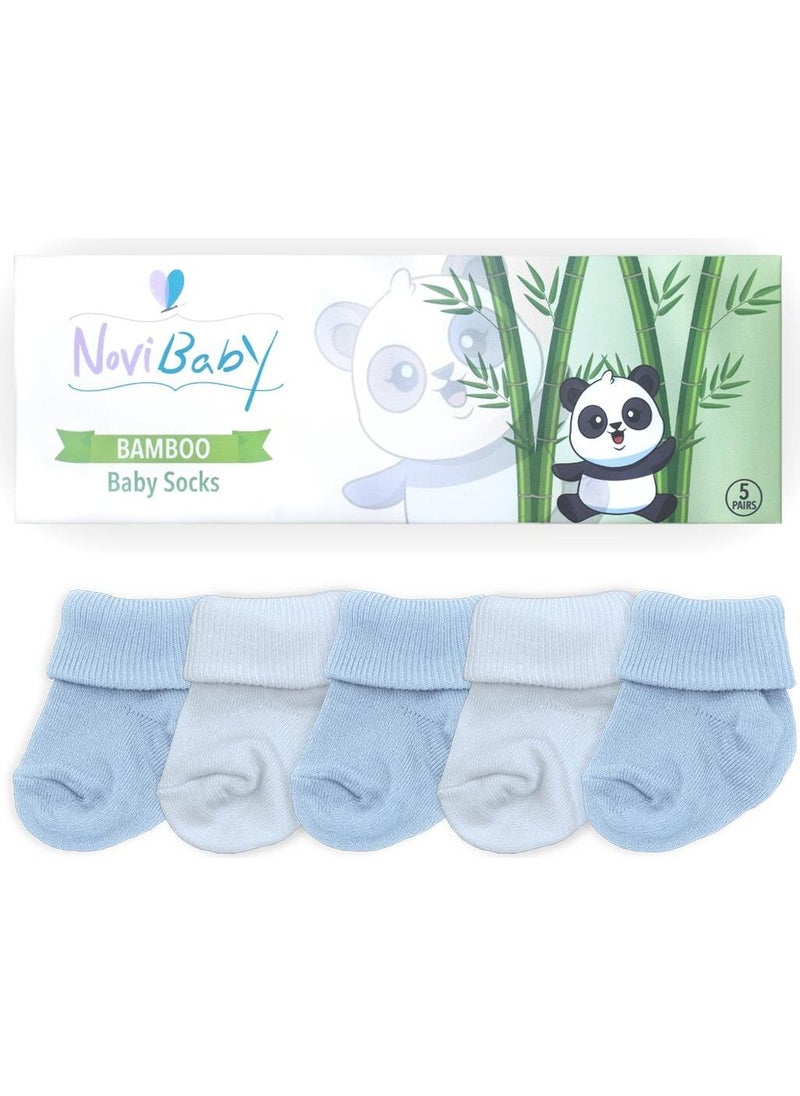 5-Piece Bamboo Newborn Baby Socks I Bluemy I 0-6 Months