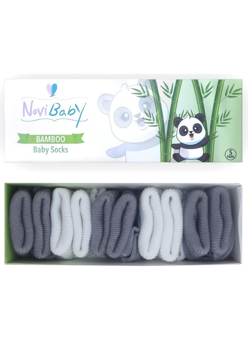 5-Piece Bamboo Newborn Baby Socks I Cloudy I 0-6 Months