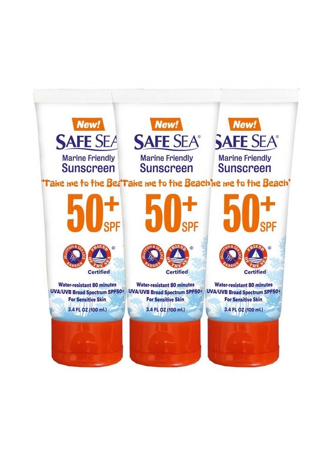 Antijellyfish Sting Protective Lotion Sunscreen Sunblock Sea Lice Jelly Fish 50Spf Adults (Tube 3.4 Oz 3 Pack)