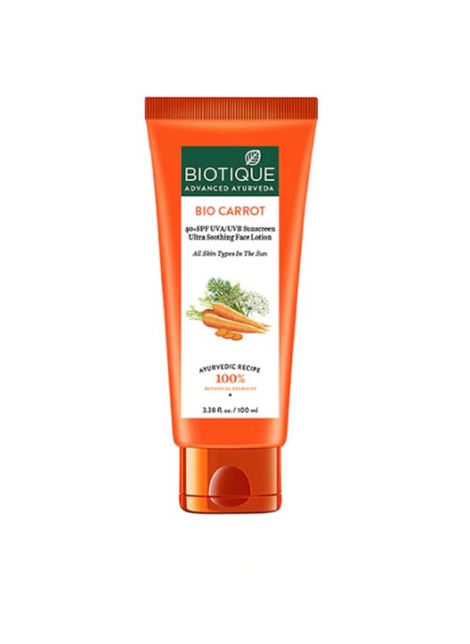 Unisex Bio Carrot Spf 40 Ultra Soothing Sunscreen Lotion For All Type Of Skin- 100 Ml, 1 Count