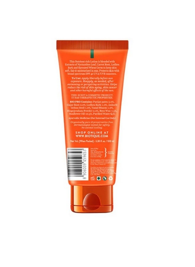 Unisex Bio Carrot Spf 40 Ultra Soothing Sunscreen Lotion For All Type Of Skin- 100 Ml, 1 Count