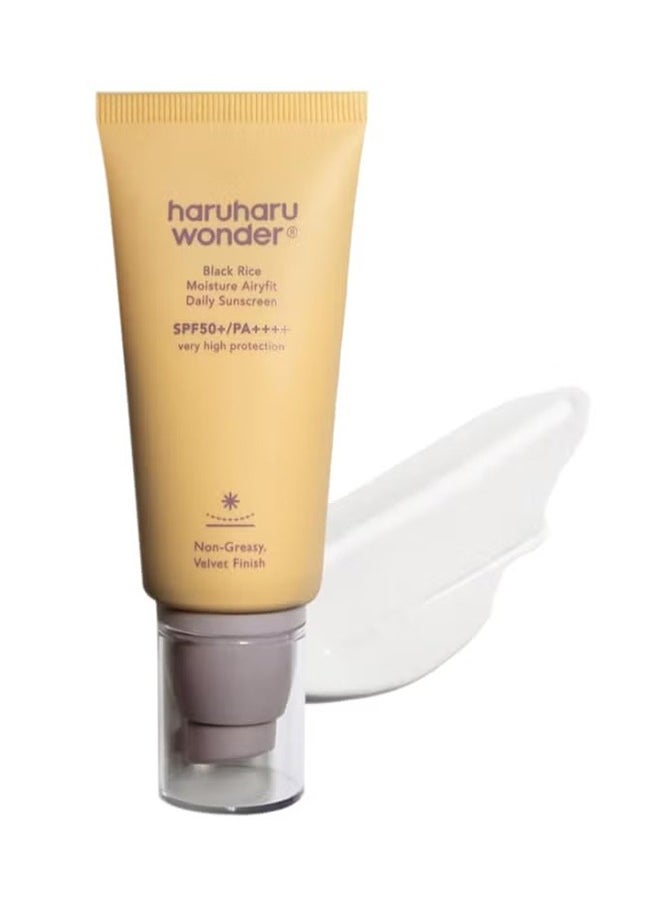 Wonder Black Rice Moisture Airyfit Daily Sunscreen, SPF50+/PA++++ Very High Protection, Non-Greasy Velvet Finish, 50 ml / 1.69 fl.oz