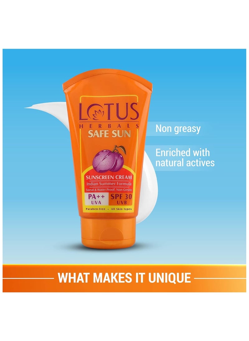 Lotus Herbals Safe Sun Sunblock Spf 30 Pa++| Non greasy | Sweat & Waterproof | Paraben-Free | For all skin types | 50g