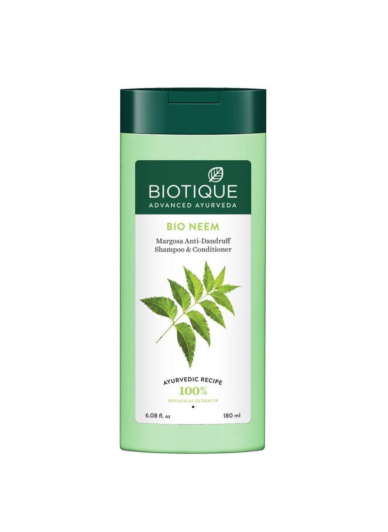 Biotique Fresh Neem Anti Dandruff Shampoo and Conditioner | Controls Dandruff | Eliminates Dryness, Flaking, and Itching | Hair Looks Fresh |Suitable for All Skin Types | 180ml