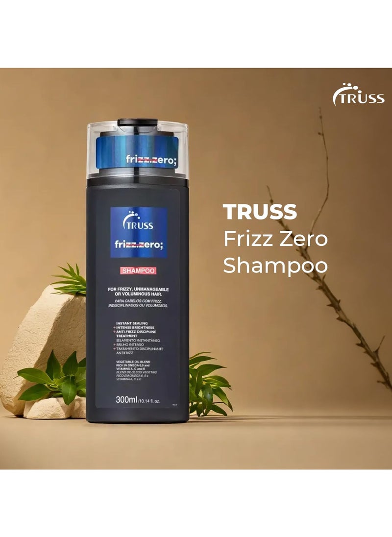 TRUSS Frizz Zero Shampoo - Shampoo For Frizzy Hair - Anti Frizz, Anti Humidity Formula Protects Against Moisture While Providing Volume And Shine And Free Of Split Ends