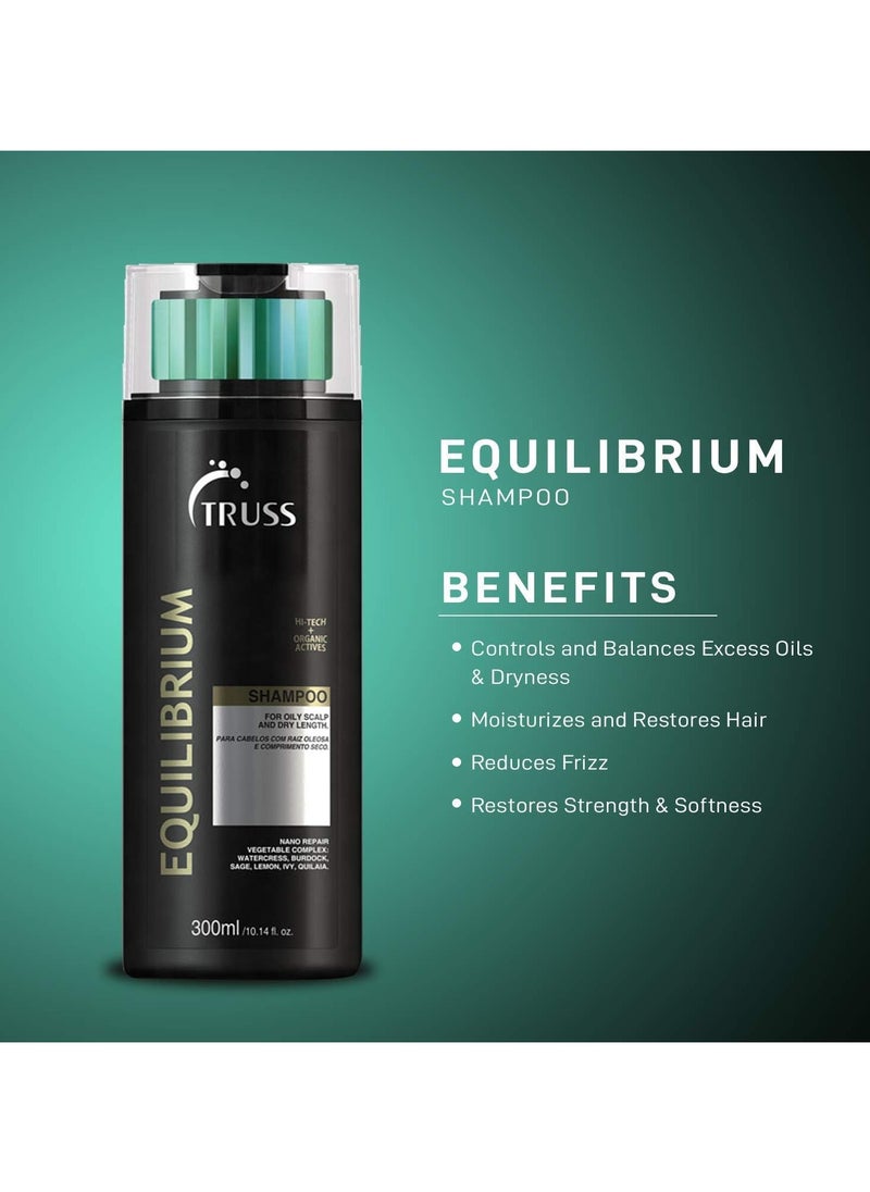 Truss Equilibrium Shampoo 300 ML - Oil Control Shampoo for Oily Roots & Dry Lengths - Balancing Formula for Healthy Hair - Sulfate-Free, Moisturizing, and Nourishing