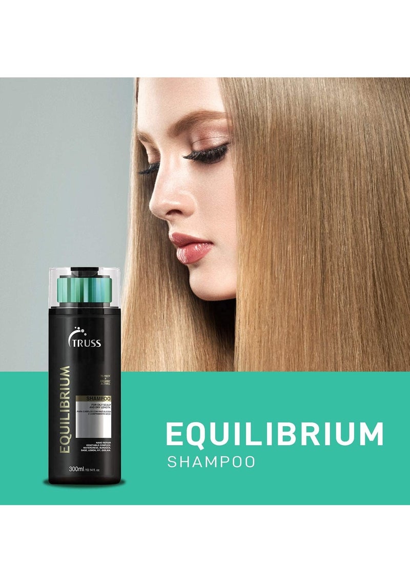 Truss Equilibrium Shampoo 300 ML - Oil Control Shampoo for Oily Roots & Dry Lengths - Balancing Formula for Healthy Hair - Sulfate-Free, Moisturizing, and Nourishing