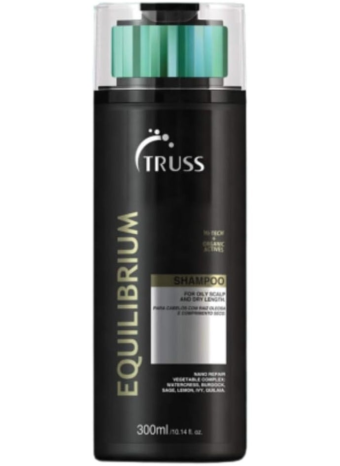 Truss Equilibrium Shampoo 300 ML - Oil Control Shampoo for Oily Roots & Dry Lengths - Balancing Formula for Healthy Hair - Sulfate-Free, Moisturizing, and Nourishing