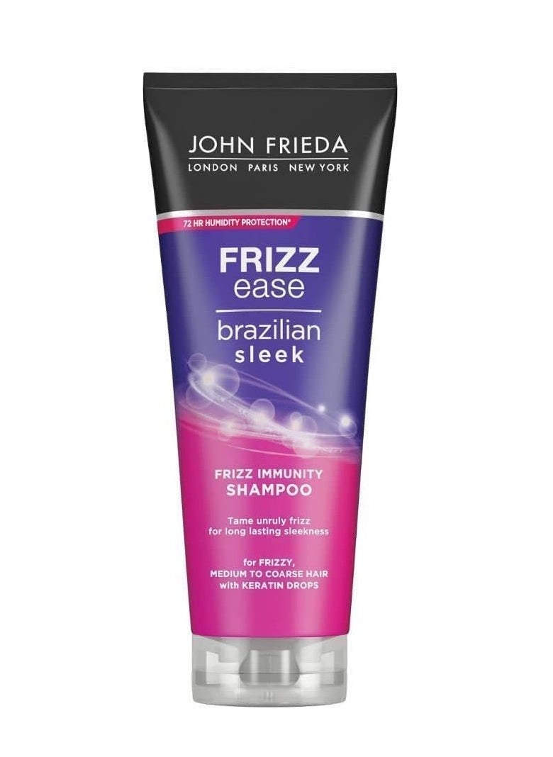 Frizz Ease Brazilian Sleek Frizz Immunity Shampoo 250ml Moisturizing Shampoo for Dry Frizzy Hair