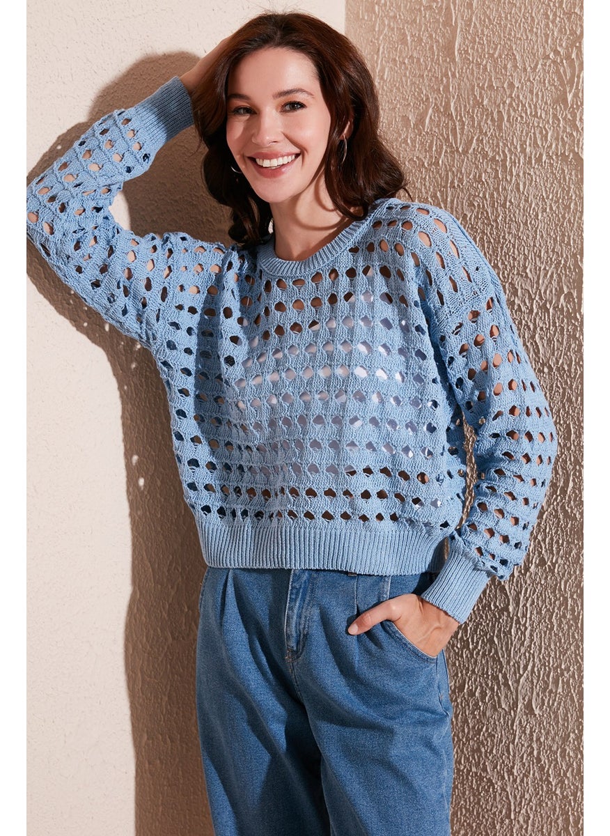 Openwork Knitted Sweater Women's Sweater 6071533