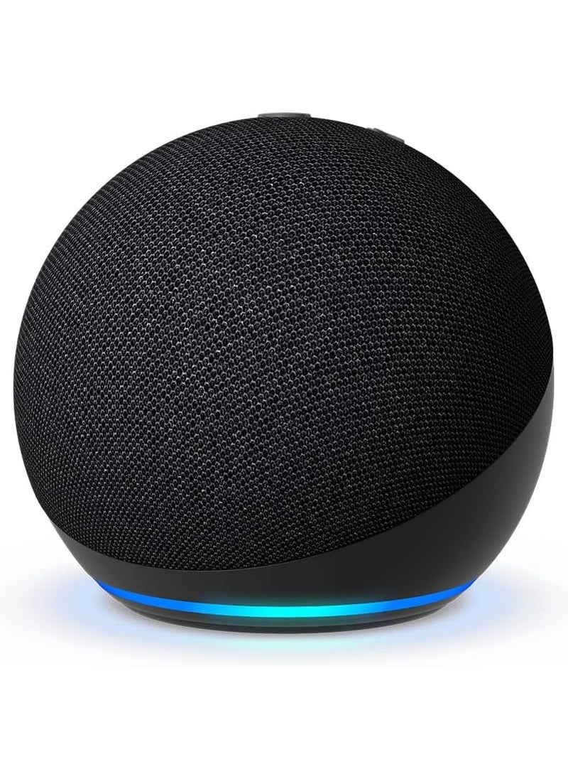 Echo Dot (5th Gen) smart bluetooth speaker with vibrant sound and Alexa Use your voice to control smart home devices, play music or the Quran, and more (speaks English & Khaleeji)  black