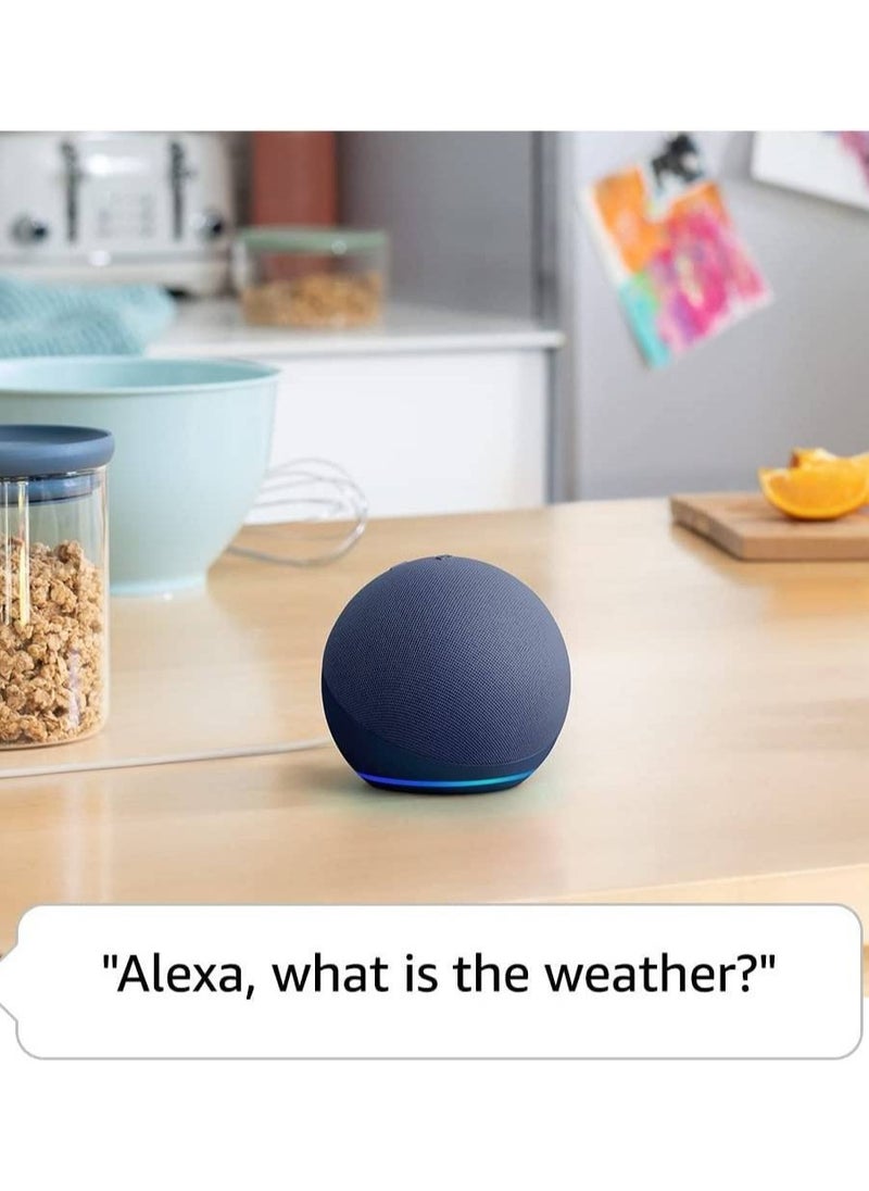 Echo Dot (5rd Gen)  Smart Bluetooth Speaker with Vibrant Sound and Alexa  Use your voice to control smart home devices, play music or the Quran, and more (English and Gulf speaking) navy blue