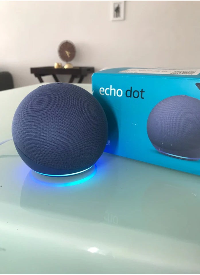 Echo Dot (5rd Gen)  Smart Bluetooth Speaker with Vibrant Sound and Alexa  Use your voice to control smart home devices, play music or the Quran, and more (English and Gulf speaking) navy blue