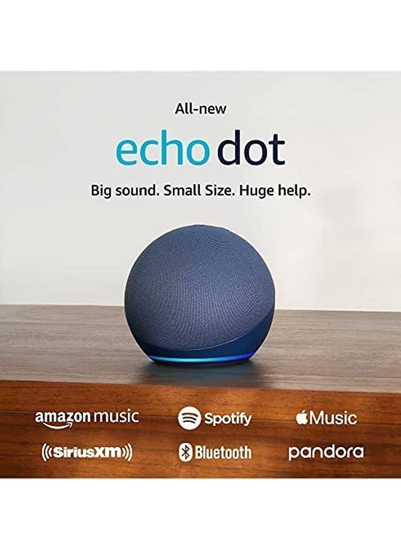 Echo Dot (5rd Gen)  Smart Bluetooth Speaker with Vibrant Sound and Alexa  Use your voice to control smart home devices, play music or the Quran, and more (English and Gulf speaking) navy blue