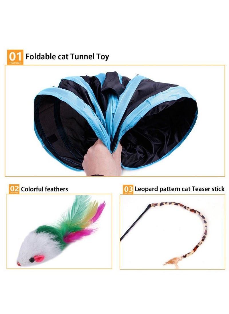 22 PCS Cat Toys Set Assorted Cat Toy Set Assorted Kitten Cat Toys with Cat Tunnel Cat String Mouse Toys Cat Ball Toy Cat Bell Spring Toy sensible