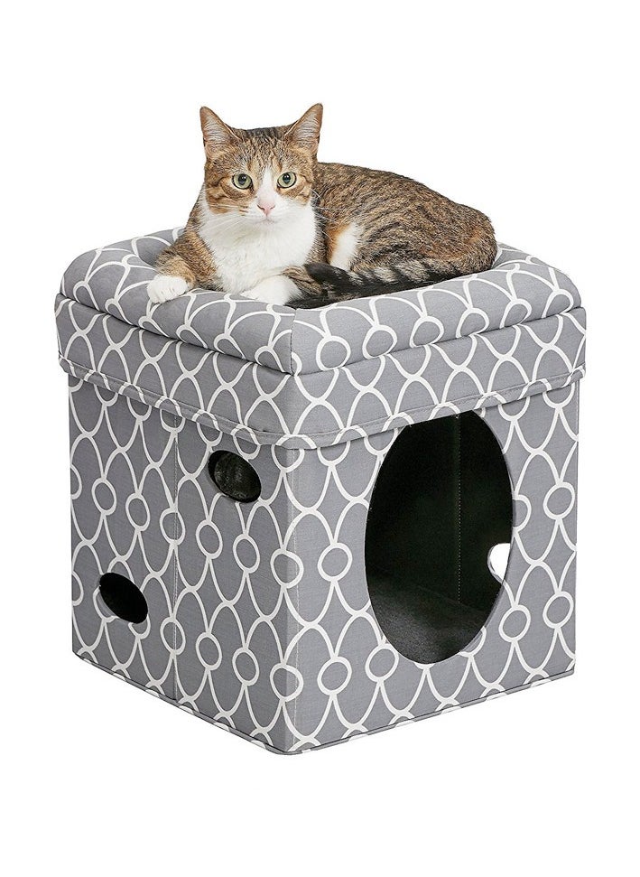 Curious Cat Cube 16 W x 17 H x 16 L – Grey