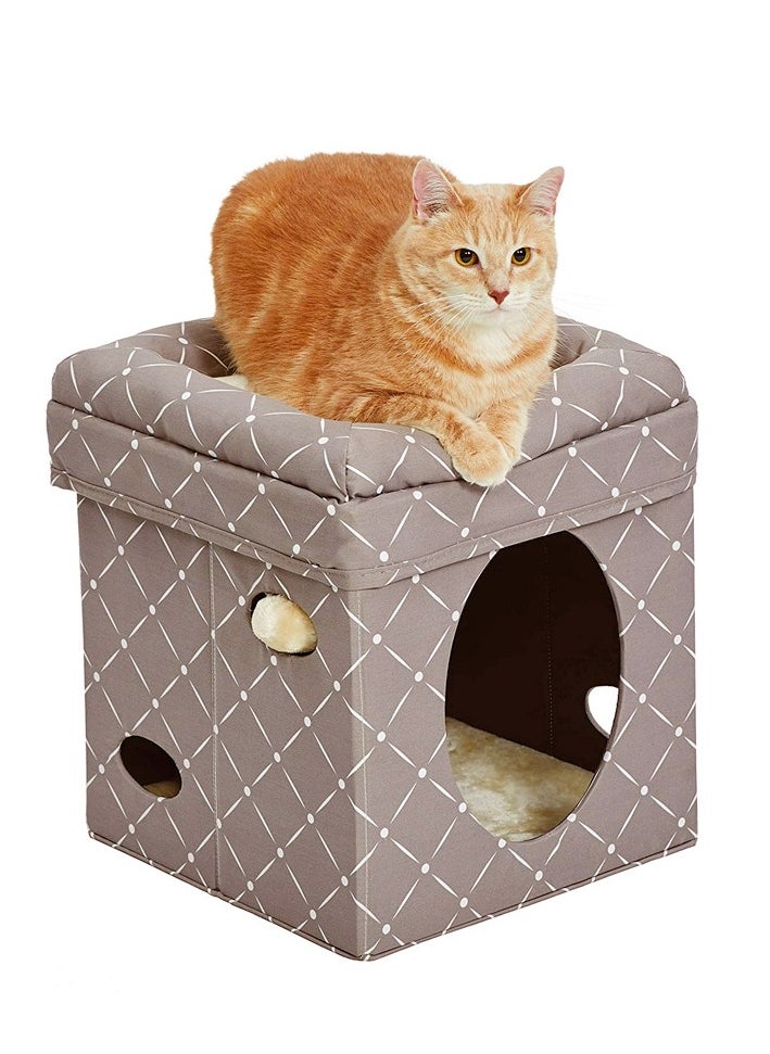 Curious Cat Cube – Mushroom - 16 W x 17 H x 16 L Inches