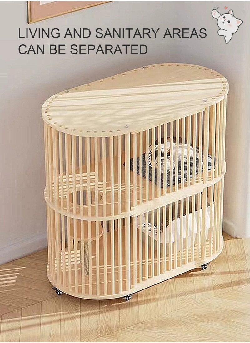 Solid Wood Double-Layer Pet Cage Cat And Dog Cage Cat And Dog House 110*55*108cm