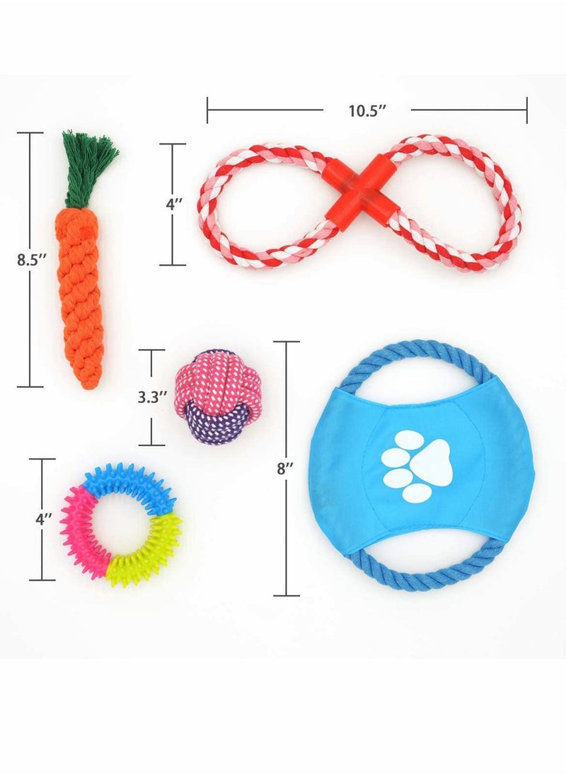 10 Pack Dog Rope Chew Toys Pet Indestructible Cotton Toy Set Puppy Teething Chew Squeaky of War Toys