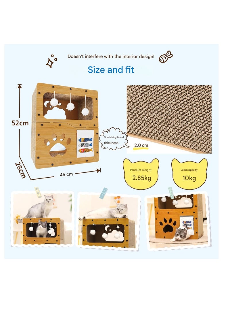 SmartMaster Cat Sharpener for Cat House, 3rd Floor, High Density Cardboard, Cat Tower, Cat Bed, Furniture Toy Included, Prevent Lack of Exercise, Relieve Stress, Easy to Assemble, Double Sided