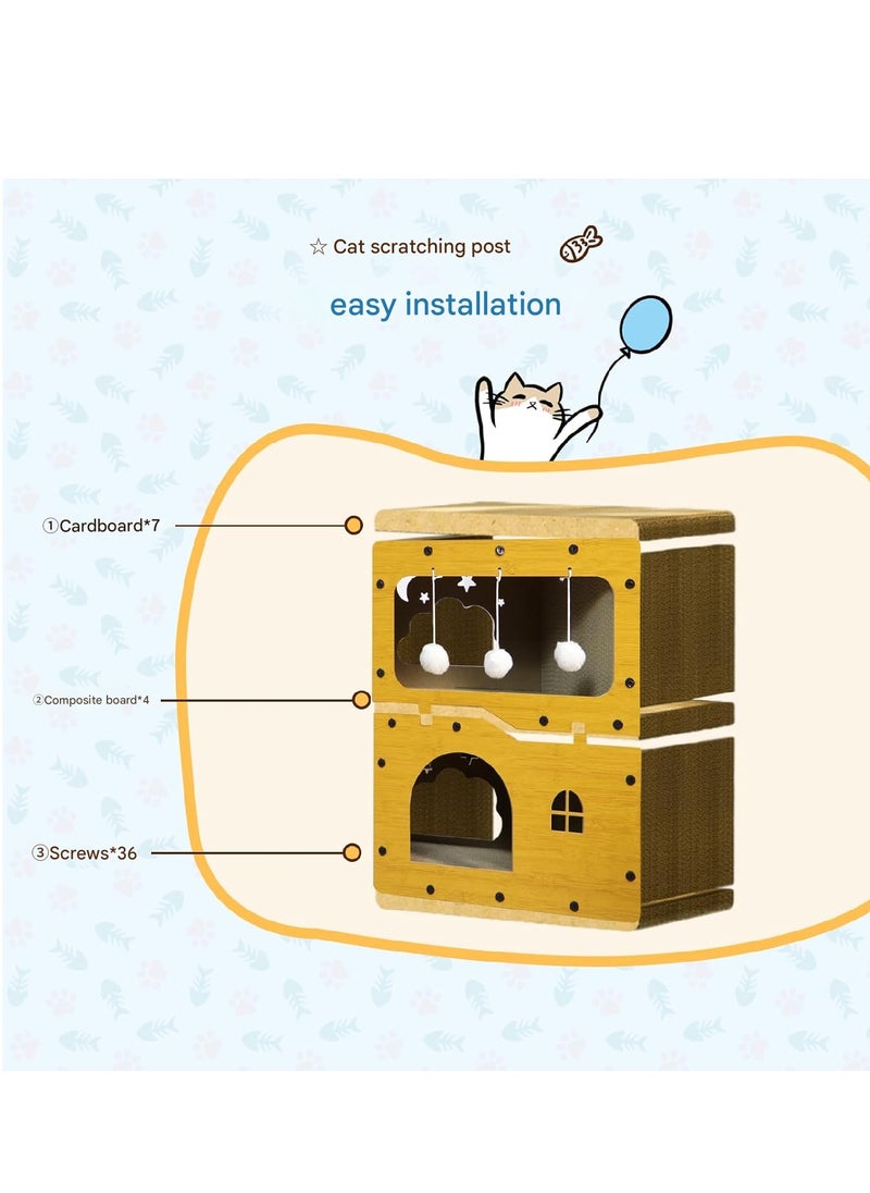 SmartMaster Cat Sharpener for Cat House, 3rd Floor, High Density Cardboard, Cat Tower, Cat Bed, Furniture Toy Included, Prevent Lack of Exercise, Relieve Stress, Easy to Assemble, Double Sided