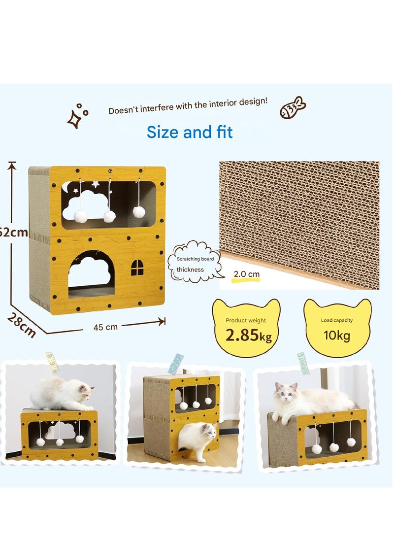 SmartMaster Cat Sharpener for Cat House, 3rd Floor, High Density Cardboard, Cat Tower, Cat Bed, Furniture Toy Included, Prevent Lack of Exercise, Relieve Stress, Easy to Assemble, Double Sided