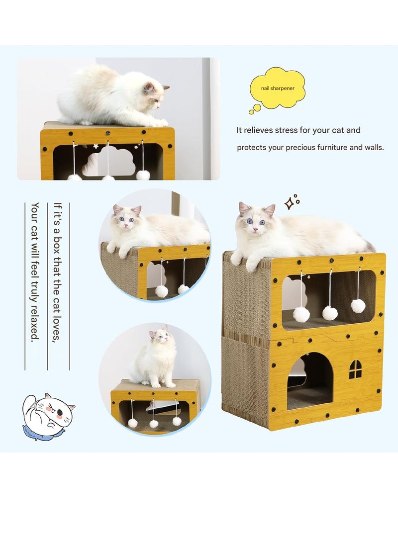 SmartMaster Cat Sharpener for Cat House, 3rd Floor, High Density Cardboard, Cat Tower, Cat Bed, Furniture Toy Included, Prevent Lack of Exercise, Relieve Stress, Easy to Assemble, Double Sided