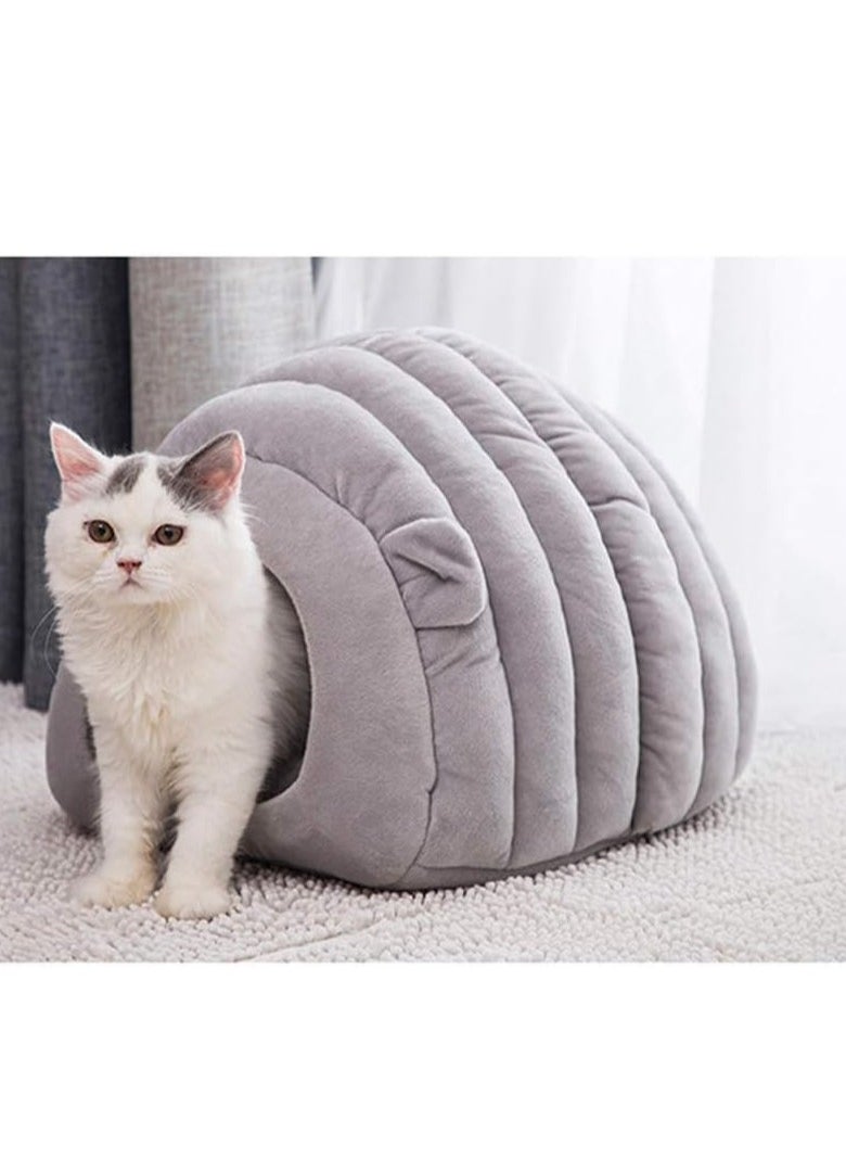 Indoor Warm Igloo Cat House, Caterpillar Shape Semi-enclosed Comfortable Soft Non-slip Orange Three-dimensional Cat House Removable Washable Inner Cushion Cat Bed