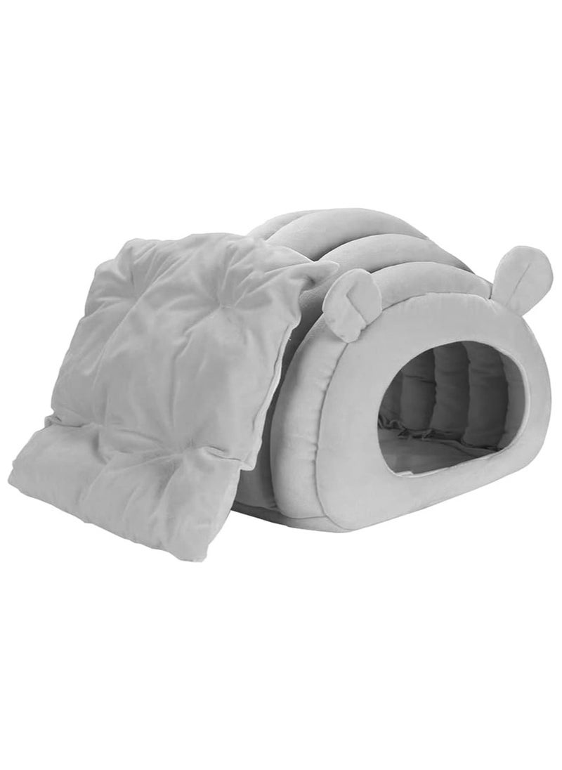 Indoor Warm Igloo Cat House, Caterpillar Shape Semi-enclosed Comfortable Soft Non-slip Orange Three-dimensional Cat House Removable Washable Inner Cushion Cat Bed