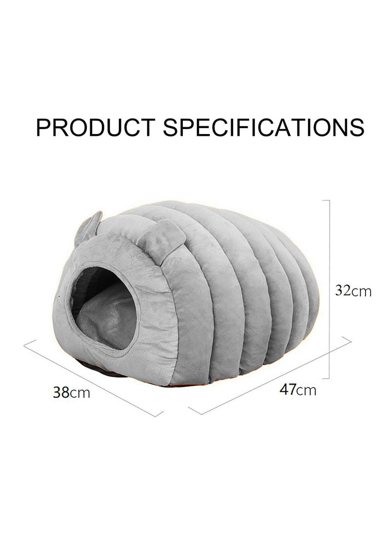 Indoor Warm Igloo Cat House, Caterpillar Shape Semi-enclosed Comfortable Soft Non-slip Orange Three-dimensional Cat House Removable Washable Inner Cushion Cat Bed