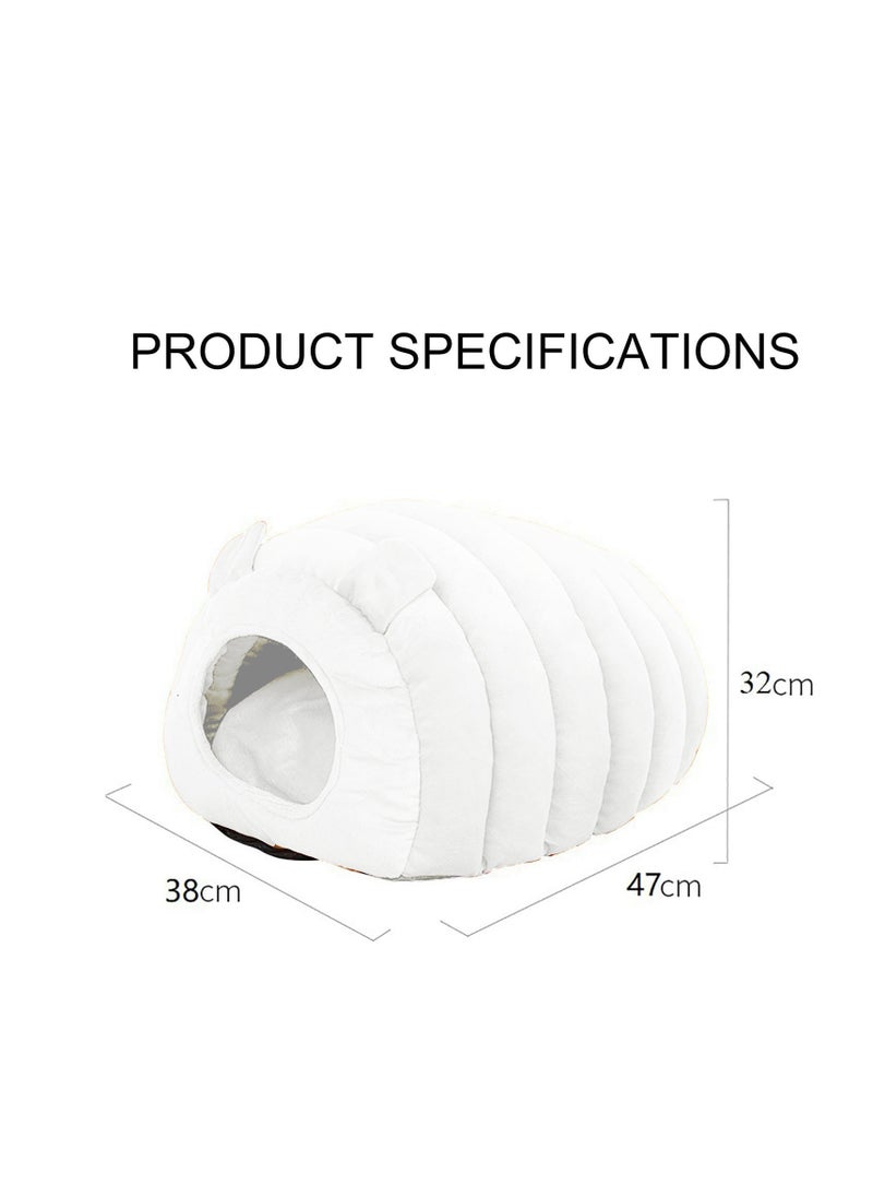 Indoor Warm Igloo Cat House, Caterpillar Shape Semi-enclosed Comfortable Soft Non-slip Orange Three-dimensional Cat House Removable Washable Inner Cushion Cat Bed