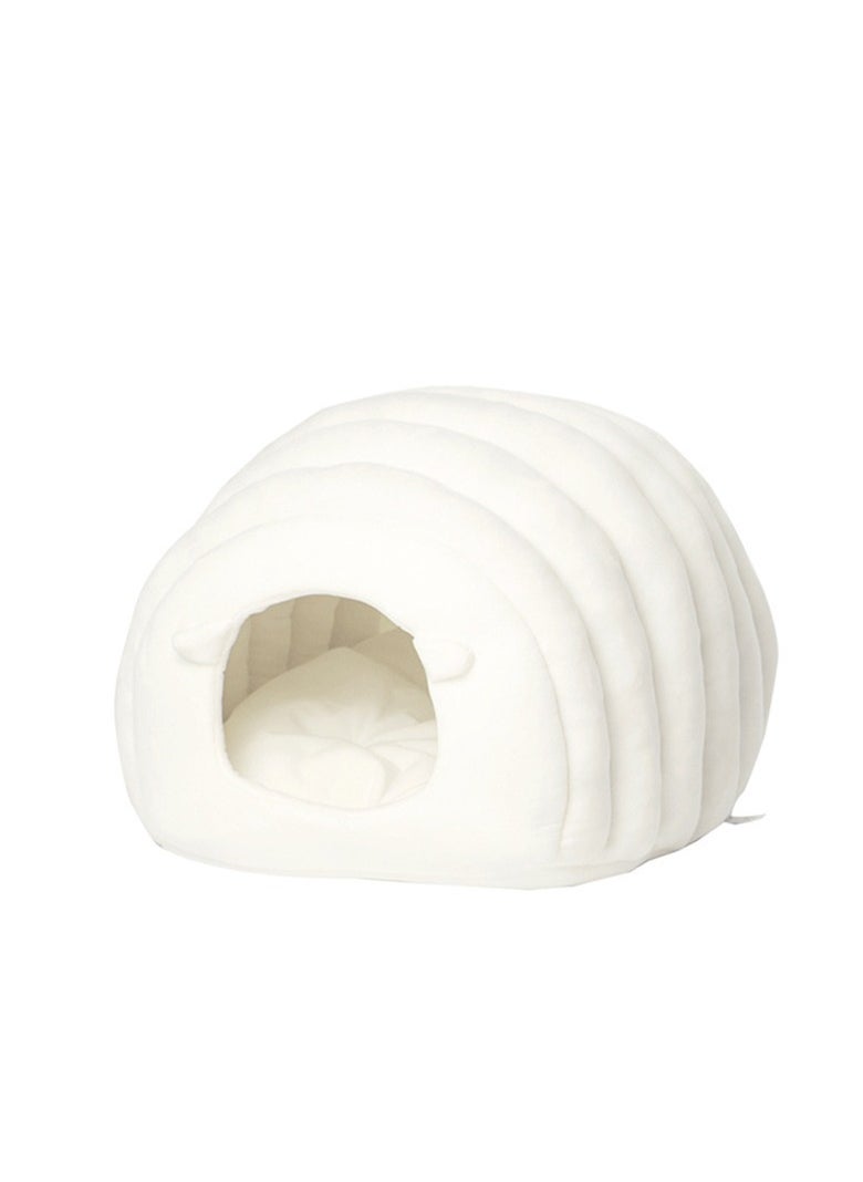 Indoor Warm Igloo Cat House, Caterpillar Shape Semi-enclosed Comfortable Soft Non-slip Orange Three-dimensional Cat House Removable Washable Inner Cushion Cat Bed