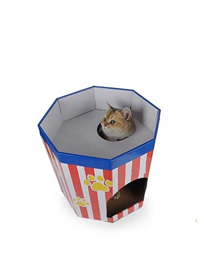 Cute Cat House Cat Bed Interior Cardboard Popcorn Design Cat Play House