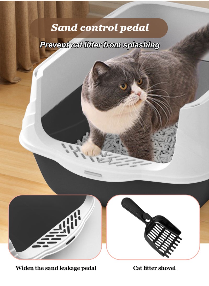 Enclosed Cat Litter Boxes Plastic Cat Litter Box with Lid and Door Closed Anti-Splshing Standard Kitten Toilet with Sifting Pedal and Litter Scoop for Kitty