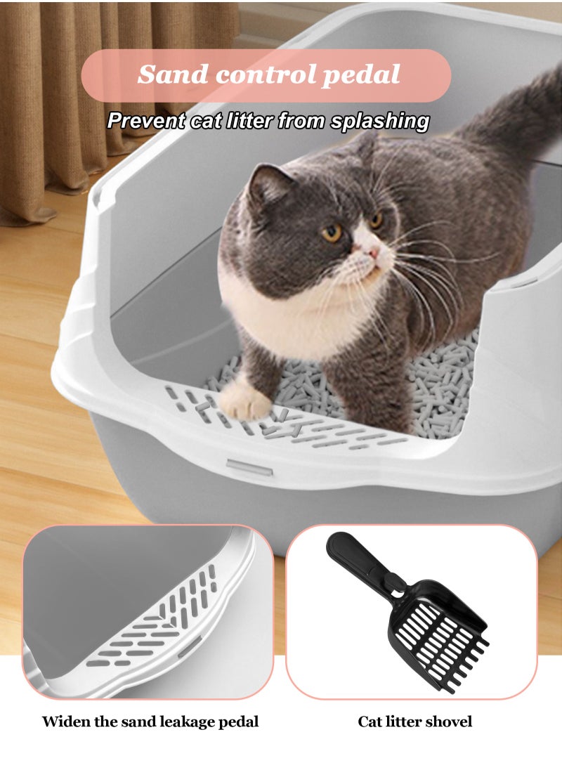 Enclosed Cat Litter Boxes Plastic Cat Litter Box with Lid and Door Closed Anti-Splshing Standard Kitten Toilet with Sifting Pedal and Litter Scoop for Kitty