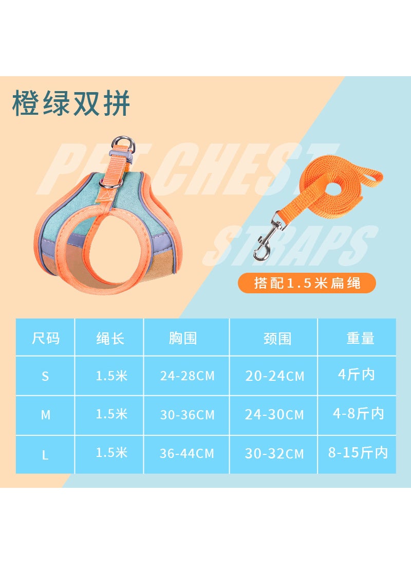 Cross-border Pet Products Cat Rope Cat Traction Rope Vest-style Anti-break-free Special Cat Rope Cat Chest BackOrange Green chest back + flat rope Orange Green chest back + flat rope