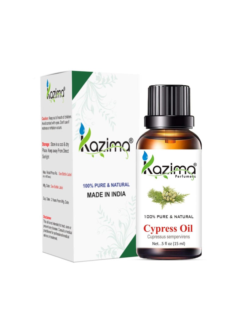 KAZIMA Cypress Essential Oil - 100% Pure Natural & Undiluted For Skin care & Hair (15ml)