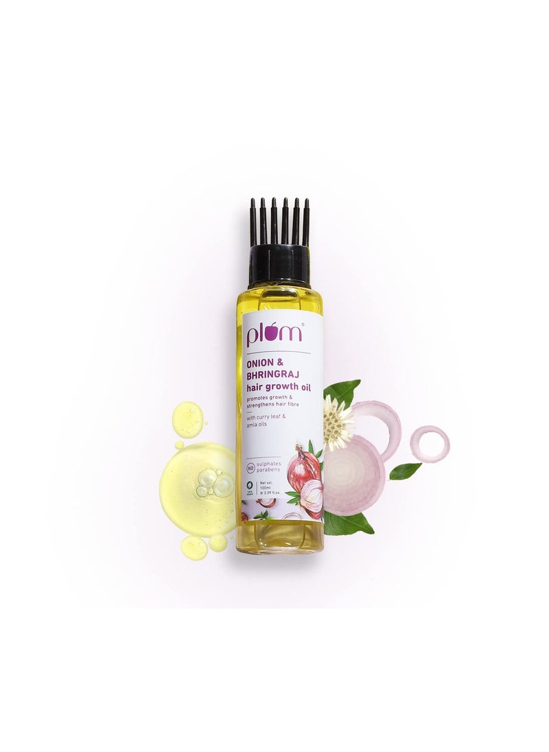 Plum Onion Hair Oil for Hair Fall and Regrowth with Bhringraj Oil, Curry Leaves and Alma Oil I Hair Growth Oil I For Women and Men | Paraben Free I 100ml