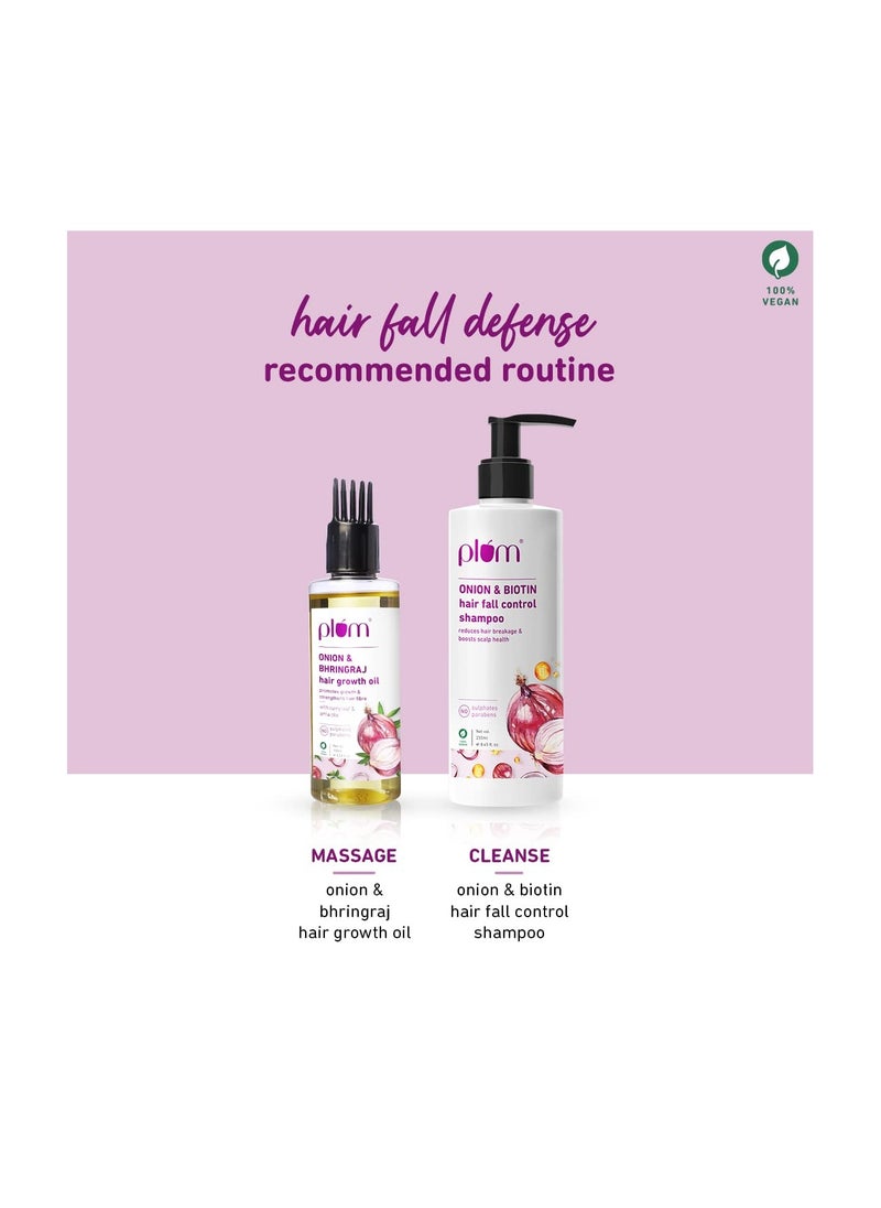 Plum Onion Hair Oil for Hair Fall and Regrowth with Bhringraj Oil, Curry Leaves and Alma Oil I Hair Growth Oil I For Women and Men | Paraben Free I 100ml